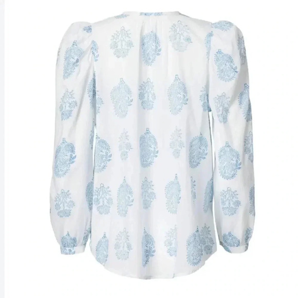 Alix Of Bohemia “Anna” Shirt In Lapis Bloom White/Blue Size Small EUC! - Picture 3 of 14